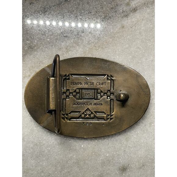 Vintage VICTOR His Master’s Voice Indiana Metal Craft Solid Brass Belt Buckle - Picture 4 of 5